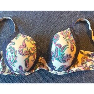Soma Blue  paisley Lace  full coverage 34DD bra Adjustable No Wire